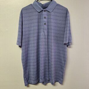 Grand Slam Performance Polo Shirt Blue Stripe Pullover Button Collar Golf Mens L